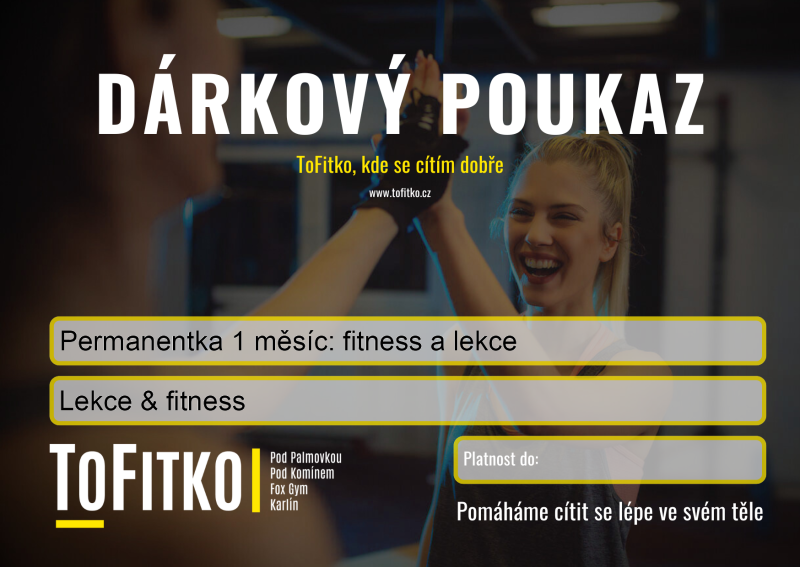 Voucher Permanentka 1 měsíc: fitness a lekce