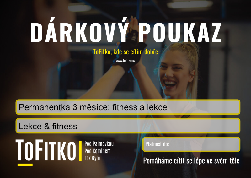 Voucher Permanentka 3 měsíce: fitness a lekce